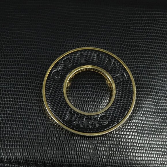 CELINE Hand Bag Leather 2way Black Gold Auth BD1319 - Picture 12 of 16